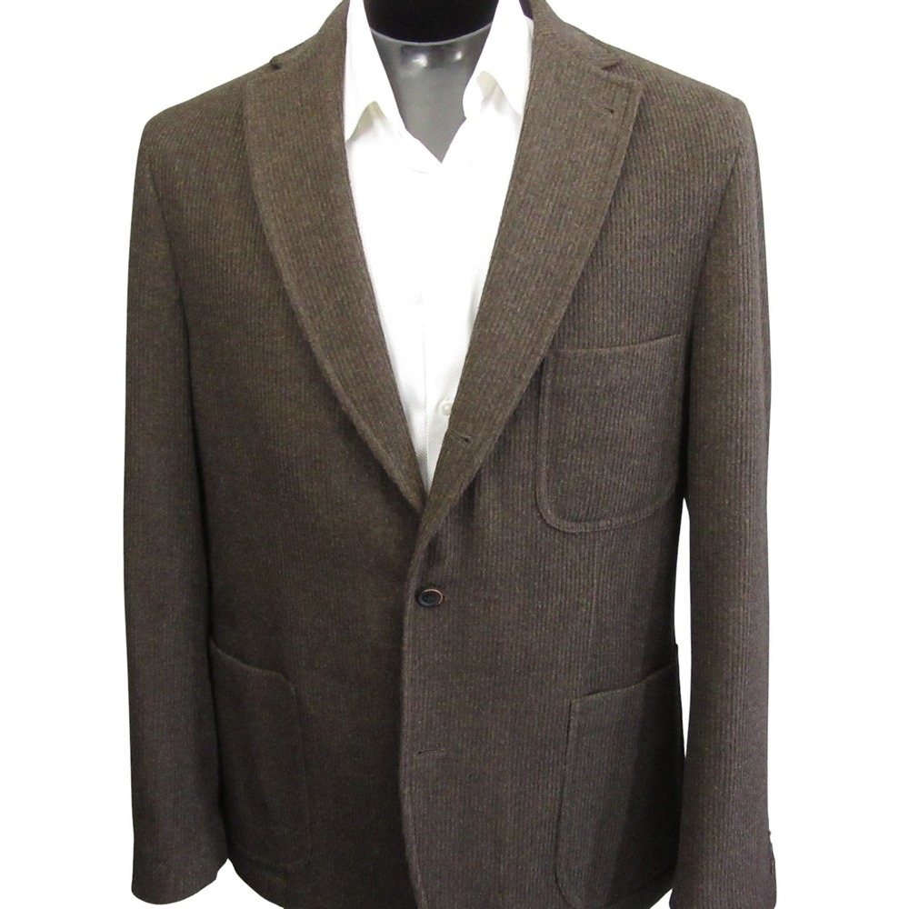 Kroon Tweed Sport Coat 46L 3 Button Brown Textured Stripe Unstructured 2 Vent - Picture 2 of 11